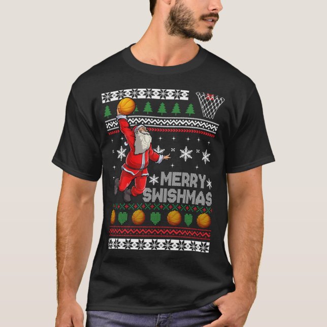 Basketball Ugly Christmas Sweater Xmas Funny Dunki (Front)