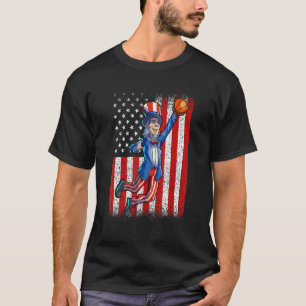 Basketball Uncle Sam 4th Of July  Men Boy American T-Shirt