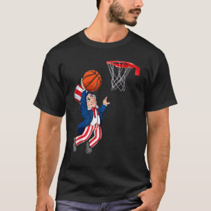 Basketball Uncle Sam 4th Of July Patriotic Dunking T-Shirt