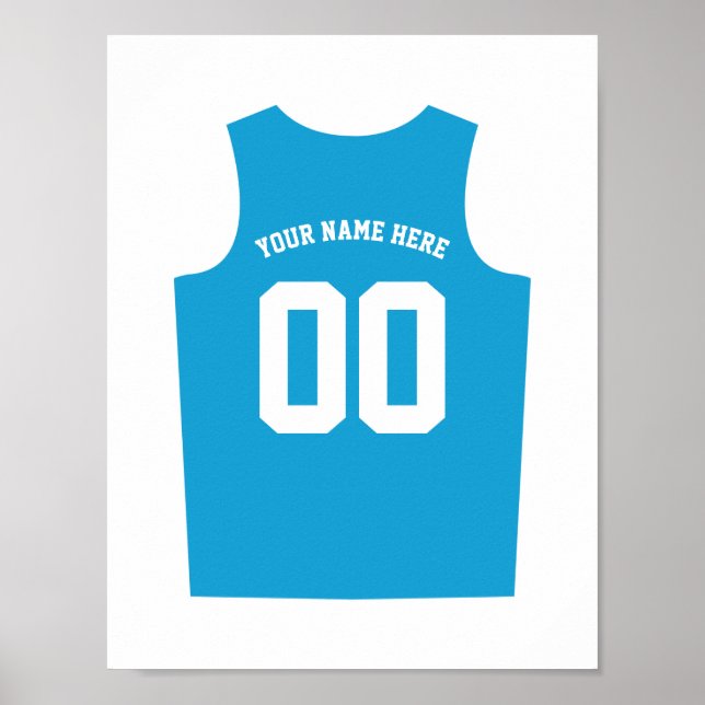 Basketball Uniform Poster Personalize Light Blue (Front)