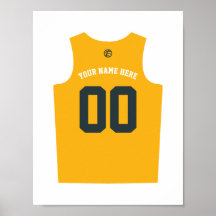 Basketball Uniform Poster Personalize Yellow Blue