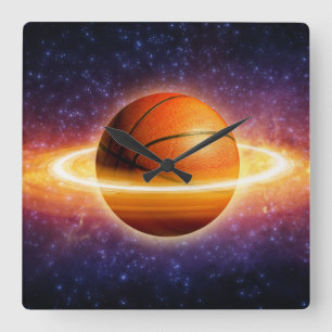 Basketball Universe Sports Square Wall Clock