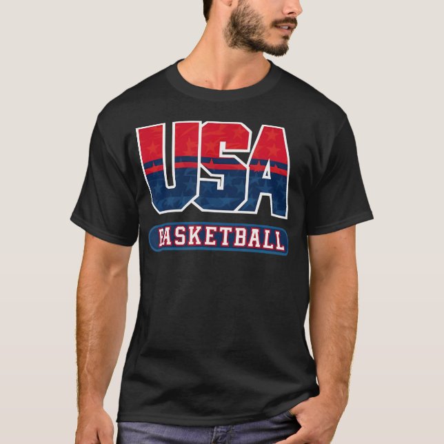 Basketball Usa Flag Patriotic Sports Lover America T-Shirt (Front)