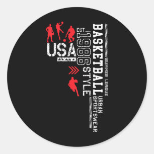 Basketball Usa-nba Summer League  Classic Round Sticker