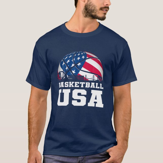 Basketball USA Support The Team T USA Flag Dream T-Shirt (Front)