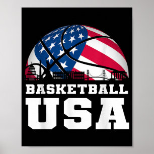 Basketball USA Support the Team Tshirt USA Flag Dr Poster