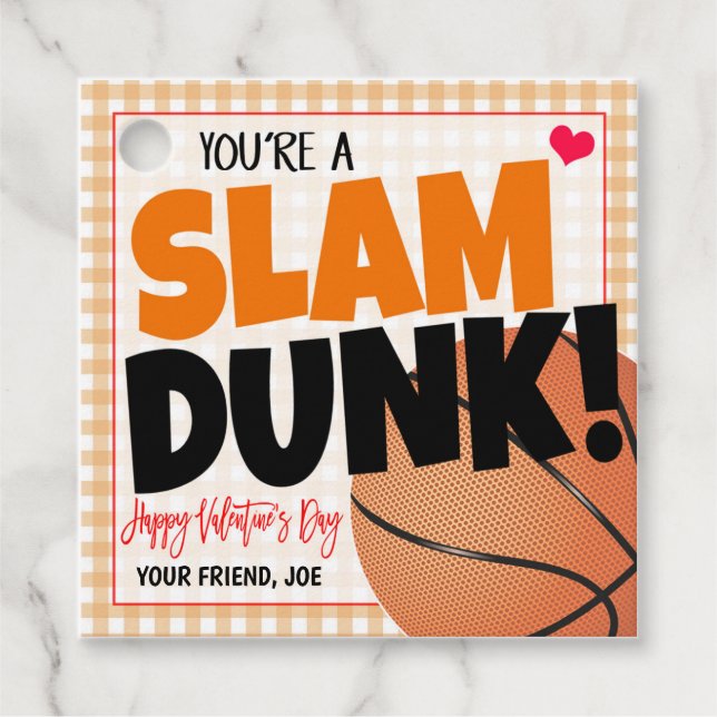 Basketball Valentines Boy Gift Tag (Front)