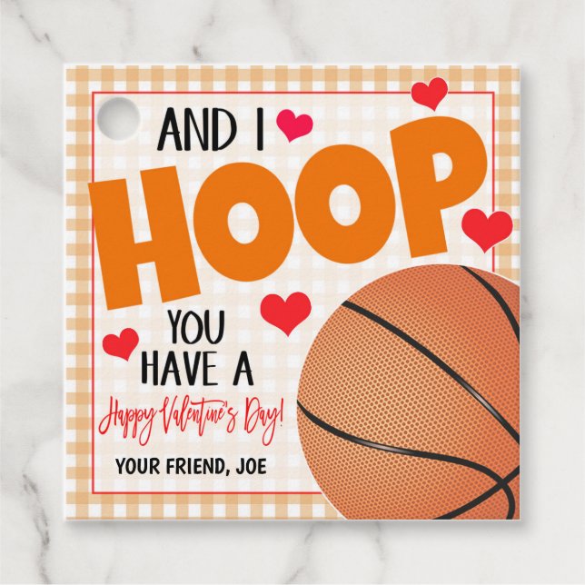 Basketball Valentines Boy Gift Tag (Front)