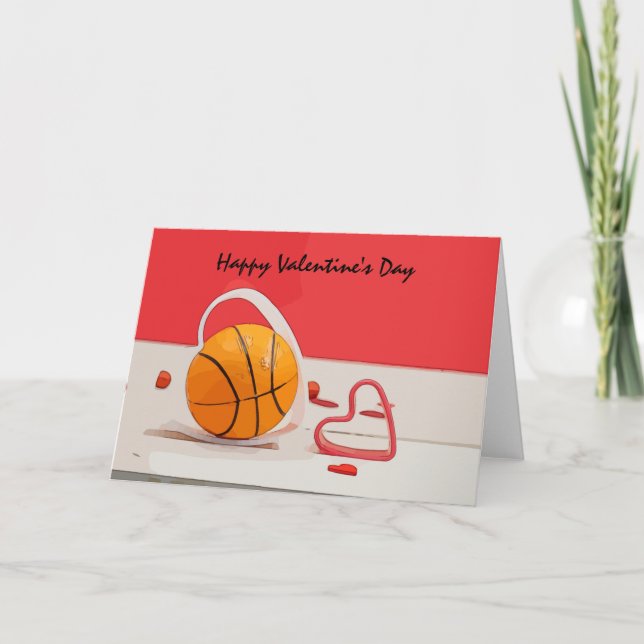 Basketball Valentine's Day Basketball with love Card (Front)