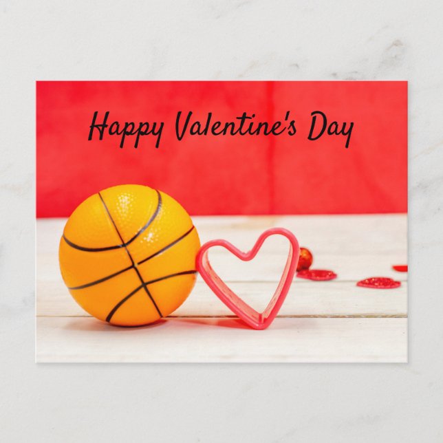Basketball Valentine's Day Basketball with love Postcard (Front)