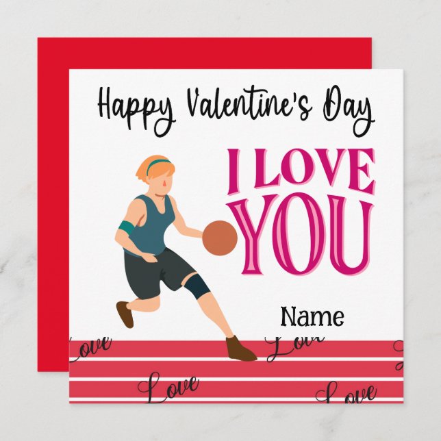 Basketball Valentine's Day from Player with love C Card (Front/Back)