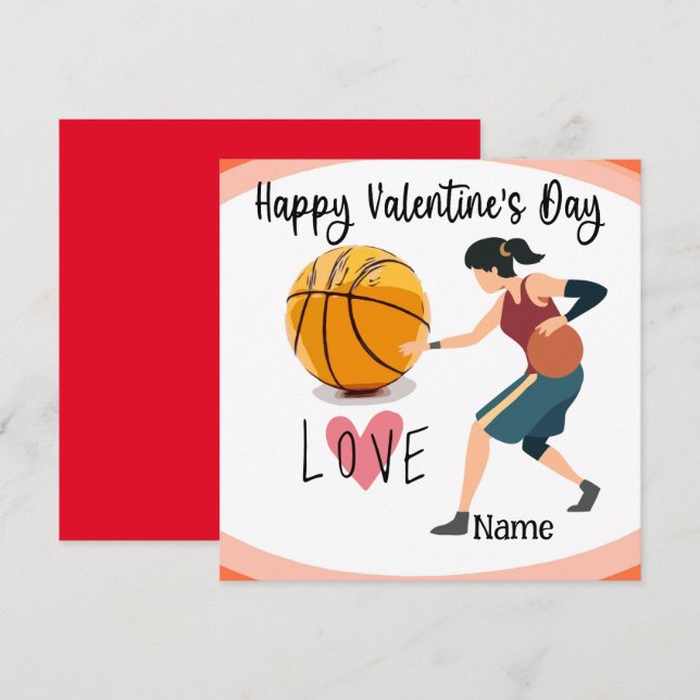 Basketball Valentine's Day from Player with love   Card (Front/Back)