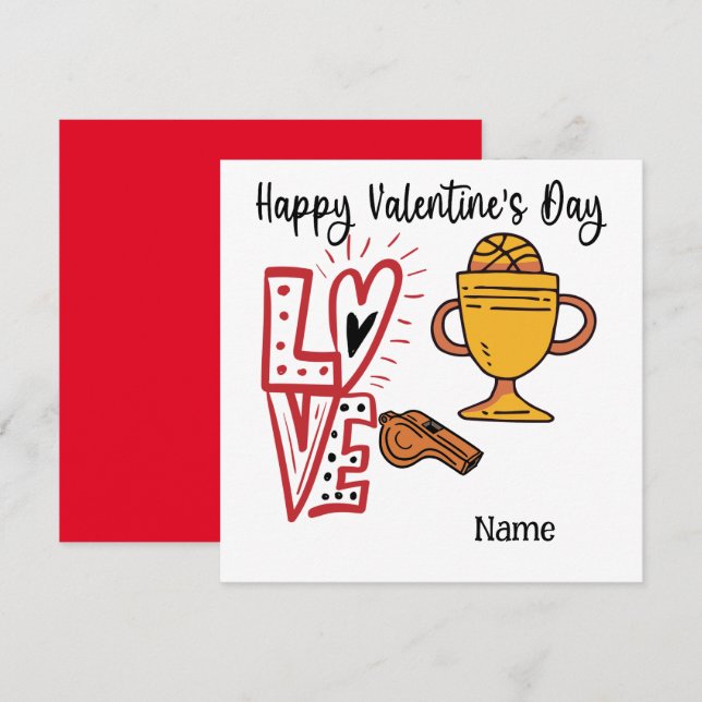 Basketball Valentine's Day from Player with love   Card (Front/Back)