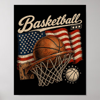 Basketball vintage patriotic hoop dunk player team poster