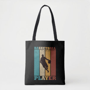 Basketball vintage player dribbling tote bag