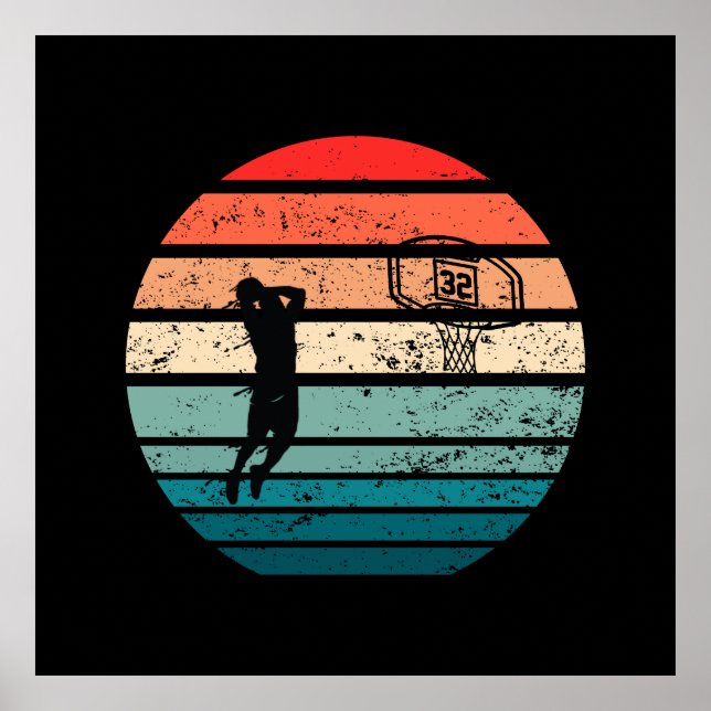 Basketball vintage player slam dunk poster (Front)
