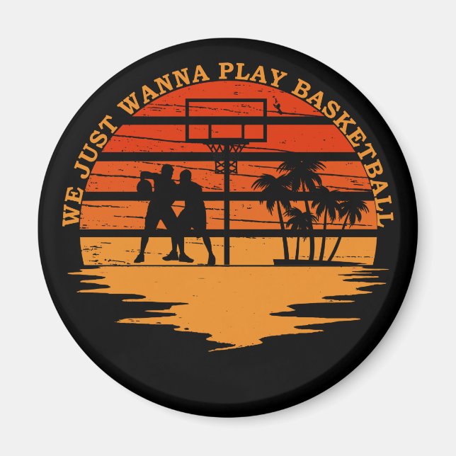 basketball vintage sunset player magnet (Front)