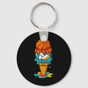Basketball Volleyball Ice Cream Drip Colourful Sum Key Ring