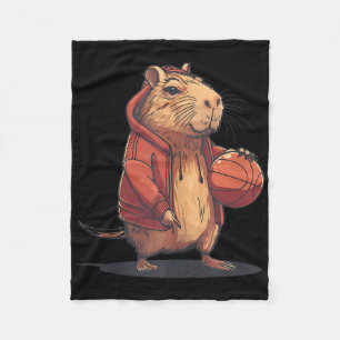 Basketball Watercolor Animal Art Basketball Hoop C Fleece Blanket