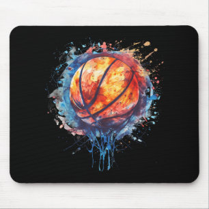 Basketball Watercolor Artwork Basketball Hoop Colo Mouse Mat