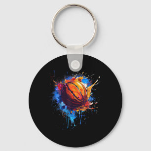 Basketball Watercolor Artwork Drawing Basketball L Key Ring