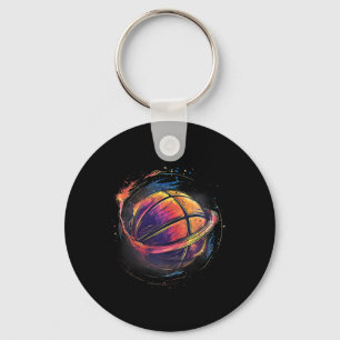 Basketball Watercolor Basketball Lover Artwork Dra Key Ring