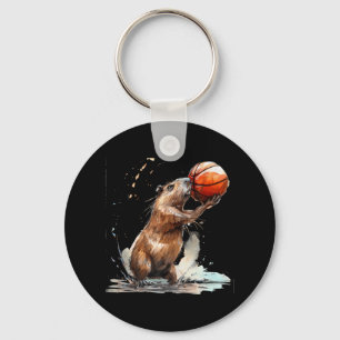 Basketball Watercolor Basketball Player Artwork Ca Key Ring