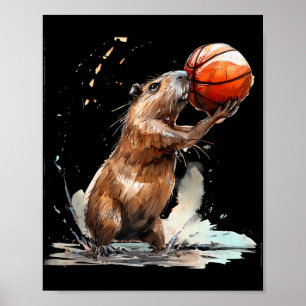 Basketball Watercolor Basketball Player Artwork Ca Poster
