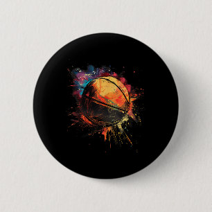 Basketball Watercolor Basketball Player Drawing Ar 6 Cm Round Badge