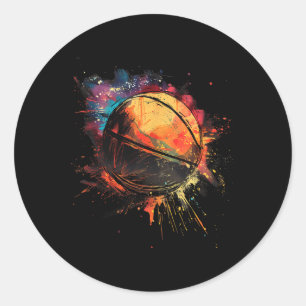Basketball Watercolor Basketball Player Drawing Ar Classic Round Sticker