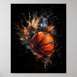 Basketball Watercolor Basketball Player Drawing Ar Poster