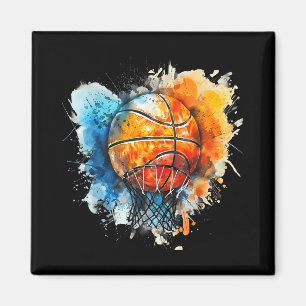 Basketball Watercolor Colourful Drawing Basketball Magnet