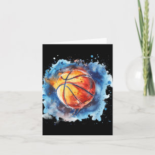 Basketball Watercolor Colourful Splash Basketball  Card