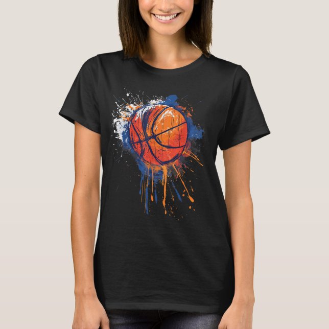 Basketball Watercolor Drawing Artwork Basketball L T-Shirt (Front)