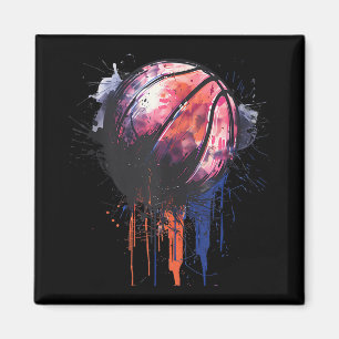 Basketball Watercolor Drawing Artwork Basketball P Magnet