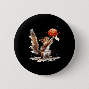 Basketball Watercolor Squirrel Basketball Lover Bb 6 Cm Round Badge