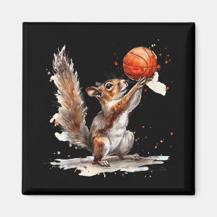 Basketball Watercolor Squirrel Basketball Lover Bb Magnet