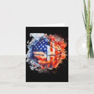 Basketball Watercolor Usa America Basketball Hoop  Card