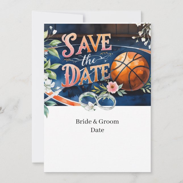 Basketball wedding SAVE THE DATE Invitation (Front)
