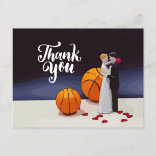 Basketball Wedding Thank you Postcard