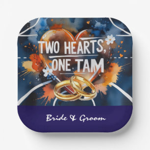 Basketball wedding themed paper plate