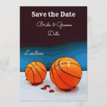 Basketball wedding with love on blue background