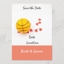 Basketball wedding with love red hearts