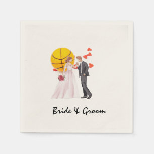 Basketball wedding with love red hearts napkin