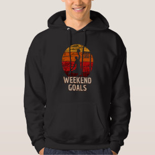 Basketball Weekend Goals Vintage Retro School Spor Hoodie