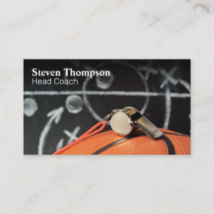 Basketball Whistle and Chalkboard   Team Coach Business Card