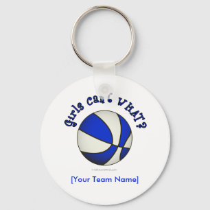 Basketball - White/Blue Key Ring