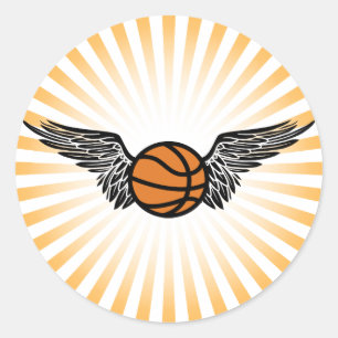 basketball. winged. classic round sticker