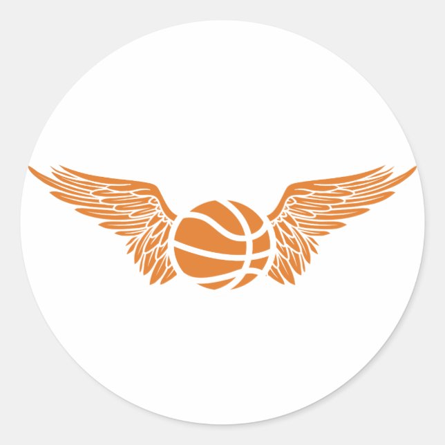 basketball. winged. classic round sticker (Front)