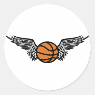 basketball. winged. classic round sticker